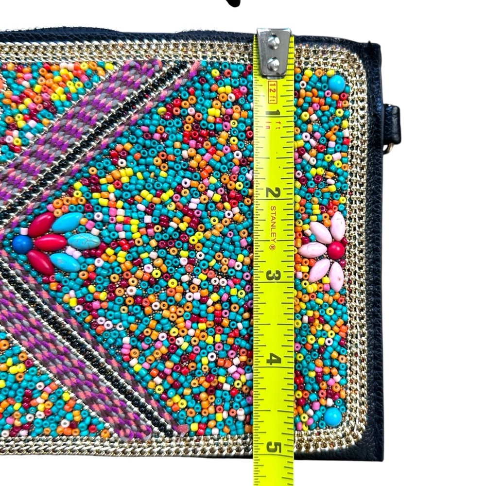 COCO + CARMEN Beaded Colorful Clutch Envelope Artisan Bag Shoulder Strap NWT - Picture 6 of 11